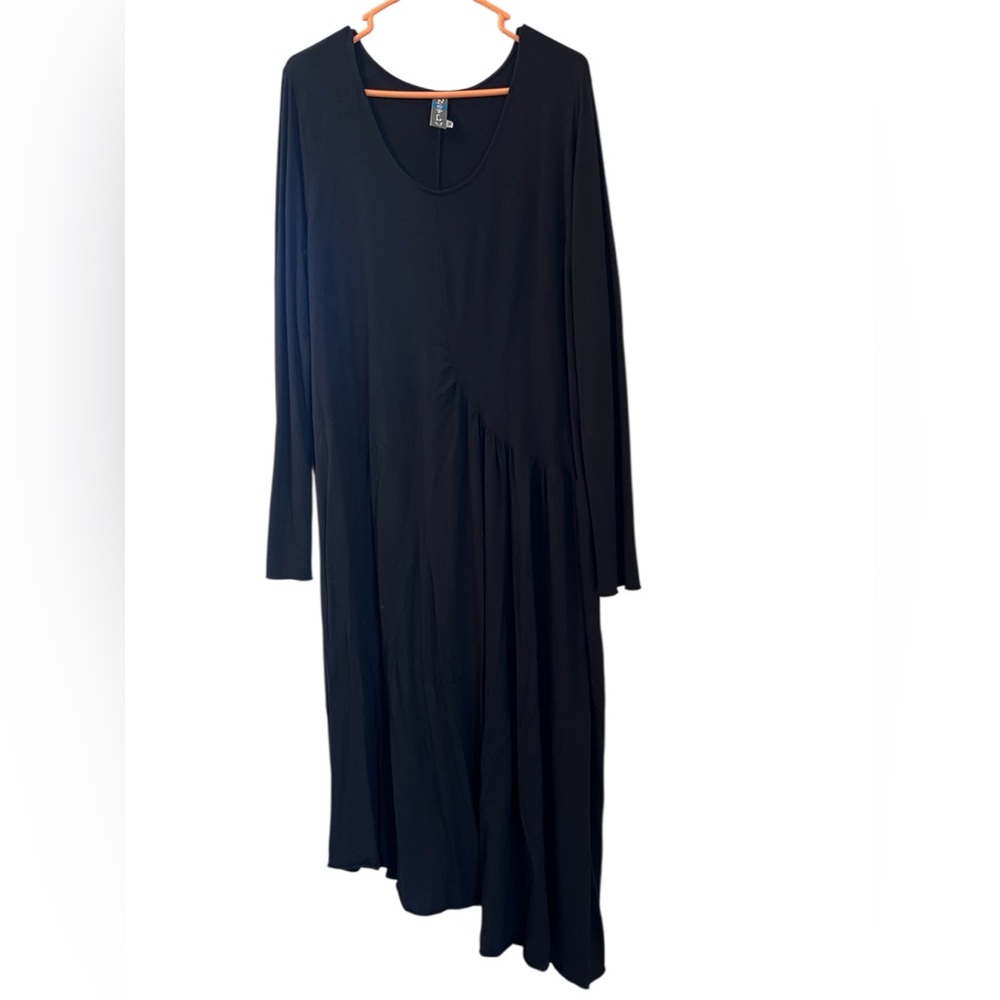 Noblu Black Bamboo Jersey Maxi Dress Women’s M Relaxed Long Sleeve Oversized USA
